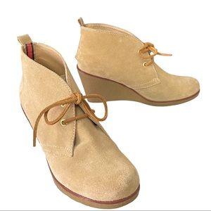 SPERRY TOPSIDER HARLOW LACE UP SAND SUEDE WEDGE SIZE 7.5